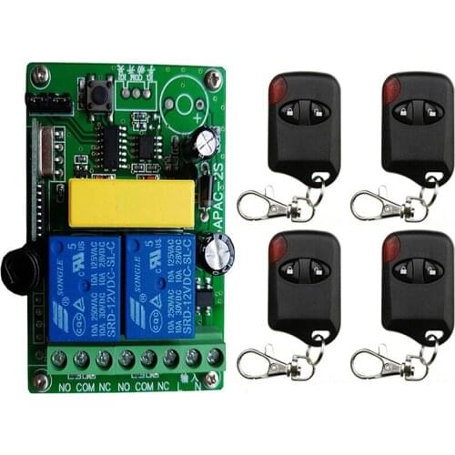 433 MHz Wireless Universal Remote Control Switch AC 220V 2CH rf Relay Receiver and Transmitter for Garage and Gate Controller