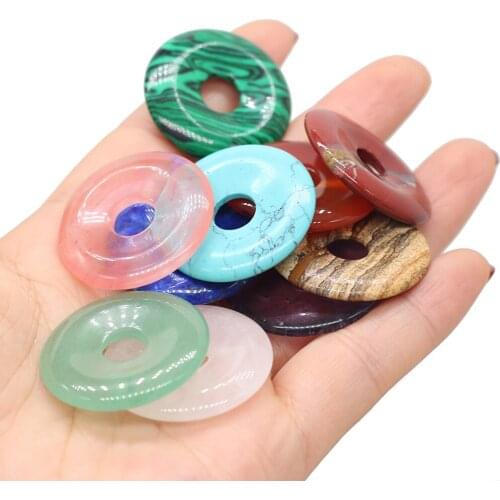 Natural Stones Pendant Turquoises Round Big Hole Loose Beads for jewelry making DIY Necklace Bracelet accessories size 30x30mm