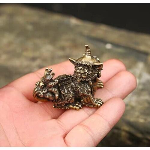 Bronze Statue Carved Unicorn Brass Bead Copper Beads Tiny Charms Kylin Mala Beads Bracelet Jewellry Findings DIY Accessories