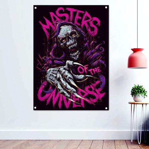 MASTERS OF THE ONIVERSE Death Metal Music Artworks Banners With Four Metal Buckle Dark Art Flags Wall Chart Rock Band Posters
