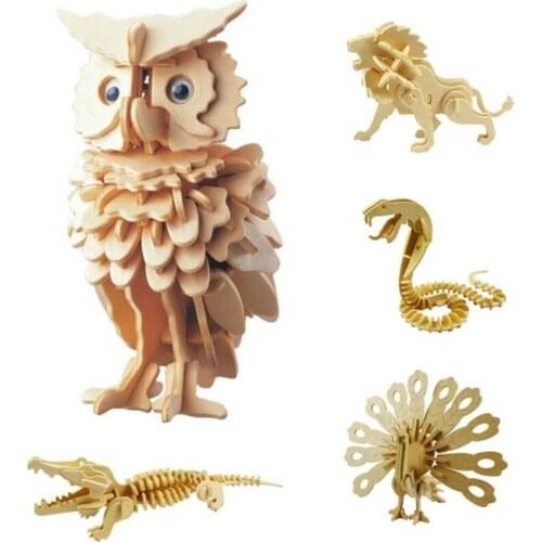 3D Owl Wooden Puzzle Jigsaw Wood Craft Modelling Toy Kit Kids DIY Educational Toy Handicrafts Child Gift
