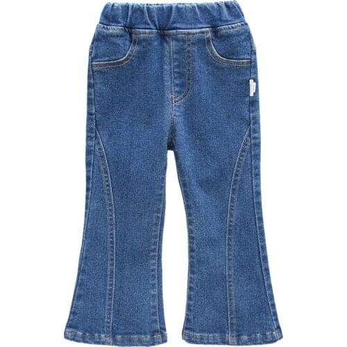 Baby Jeans for Girls 2021 New Products Spring Autumn Solid Color Bell-Bottoms Kids Wide Legged Trousers Children Girl Denim Pant