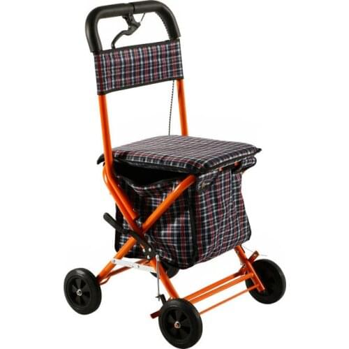 Dual Function Seniors Walker, 4-Wheeled Portable Cart With Hand Brake, Elderly Wheelchair Stroller