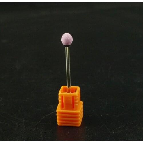 EasyNail~1pcs Spherical Korund Nail Drill Bit Pink Ceramic Stone Rotate Burr Manicure Pedicure Tools Electric Drill Accessory