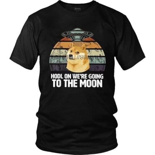 Dogecoin To The Moon T Shirt for Men Cotton T-shirt Graphic Tshirt Short Sleeve Funny Shiba Inu Bitcoin Cryptocurrency Tees Tops