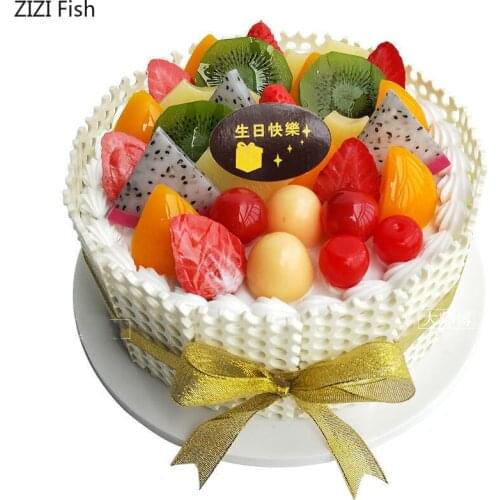 Simulation cake model fruit cream Birthday cake model Fake cake sample plastic Window Show Wedding decoration Artificial