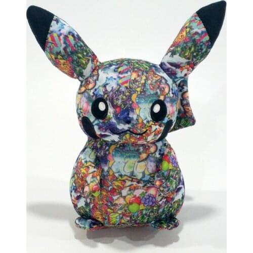 Pokemon Cartoon Street Art Graffiti Art Version Pikachu Plush Toy Kawaii Creative Animal Soft Stuffed Doll Kids Gift 20cm