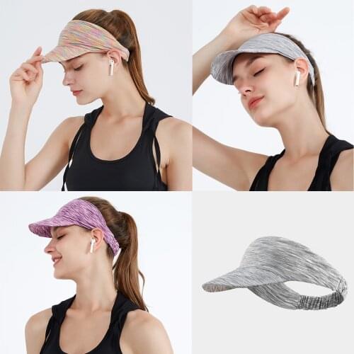 Women Men Summer Sun Visor Headband Cap Multicolored Striped UV Protection Empty Top Baseball Hat for Outdoor Running Cycling