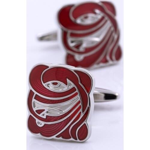 KFLK hot jewelry brand mens shirts square red cufflinks cuff button for a wedding gift button 2020 new products free shipping