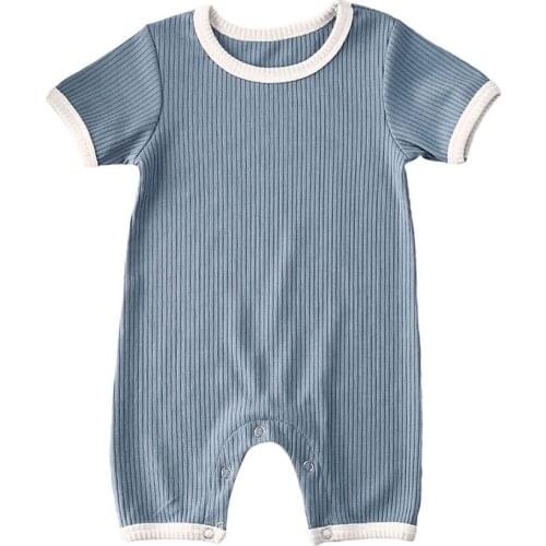 2020 baby infant kids short sleeve jumpsuits shorts summer fashion clothes boys girls solid ribbed lovely outfit solid sunsuit