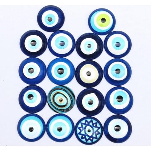 From 8mm to 30mm Random Mixed Round Blue Doll Eys Cabochons Pattern Glass Flatback Photo Base DIY Making Accessories Paired
