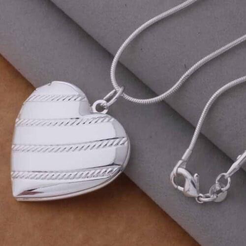 AN731 Hot sterling Necklace fashion jewelry pendant bevel heart /hdvapvca bihajzoa silver color