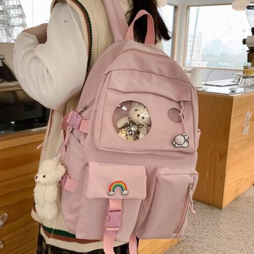 Women Harajuku Cute Backpack Nylon Student School Bag Laptop Ladies Kawaii Backpacks Girl Fashion Book Bags Female Trendy Travel