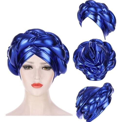 Fashion Female Turban Caps Cross Ready to Wear Headscarf Bonnet Arab Head Wraps African Women Braid Turbans Auto Gele Headties