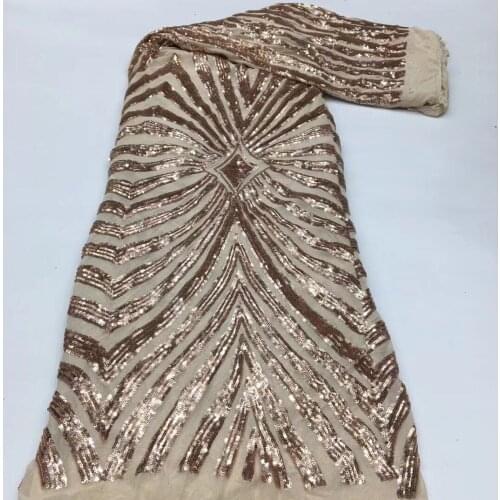 Latest African Sequin Lace Fabric Emerald gold Color Embroidery Elegant French African Nigerian Latest Design 2020 New Style