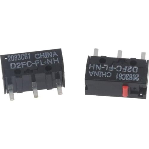 2021 New 2Pcs D2FC-FL-NH Red Dot Classic Mouse Micro Switch 10 Million Times lifetime Universal with 7N 10m 20M OF