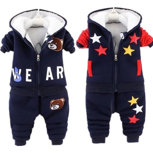 2020 Autumn Winter Baby Boys Clothes Set Casual Plus velvet Tracksuit for Boys Sport Suits Kids warm Clothes Children clothing