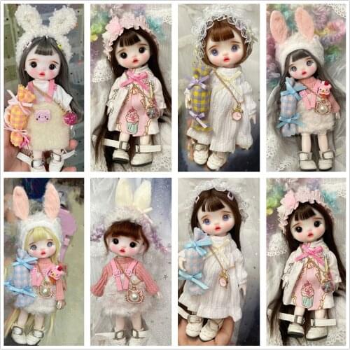 Plastic doll with Jointed body BJD Mini doll hand make up face 17cm dolls selling with clothes