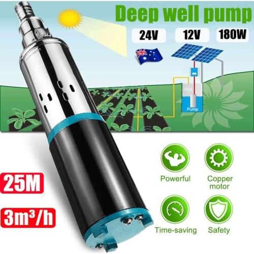 12V/24V 180W Submersible Deep Well Pump Lift 25m Garden Home Agricultural Irrigation Bore Hole Solar Stainless Submersible Pump