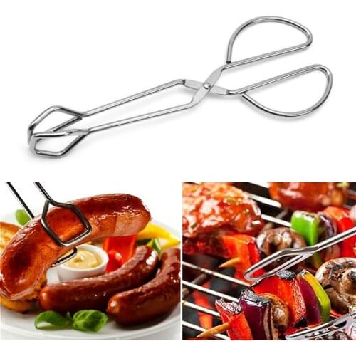 Scissors Type Portable Long Handle Kitchen Barbecue Tongs Clamp Grilling Multifunction Food Clip Camping Cooking BBQ Tools