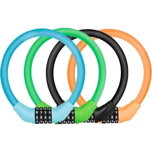 Portable Mountain Bike Lock Anti-Theft Password Ring Lock Fixed 4 Digit Code Combination Bicycle Security Lock Bicycle Equipment