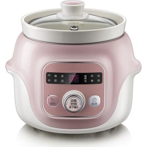 Pink Electric cooker soup stewing porridge Peach gum birds nest 1L multifunction safe electric slow cooker