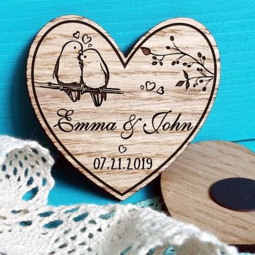 Heart Shape Save-The-Date-Love Birds Save the Date Magnets-Love Birds Wedding Decor-Rustic Wedding-Rustic Wedding Gift