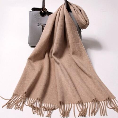 100% Wool Scarf Women 2020 Brand Shawls and Wraps for Ladies Soft Warm Neckerchief Pashmina Solid Winter Pure Wool Scarves