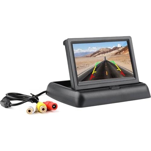 4.3" HD Folding Car Parking Rear View Monitor Reversing Camera Set Universal TFT Night Vision Backup Rearview Camera