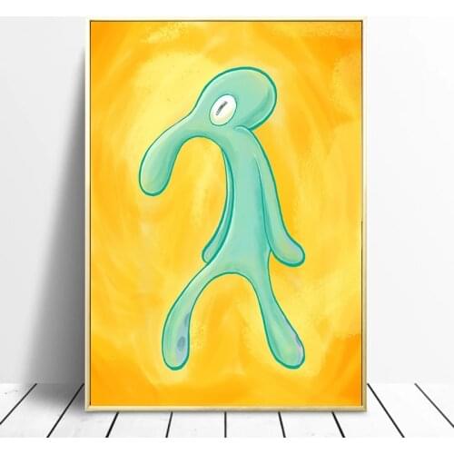Bold and Brash Squidward Print Poster Sponge Bob Square Pants Patrick Star Wall Decoration Canvas Painting Picture Birthday Gift