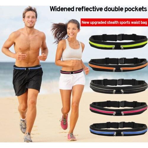 Gym Running Bag Sports Waist Bag Men Women Running Fitness Cycling Waterproof Invisible Belt Adjustable Anti-Theft Mobile Phone