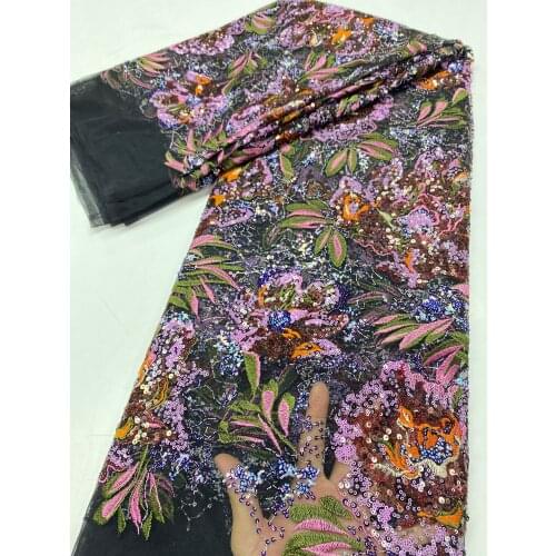 Flower Sequence Nigerian Luxury Tulle lace 2020 High Quality African Mesh Wedding Fabric for Dress XZ3797B