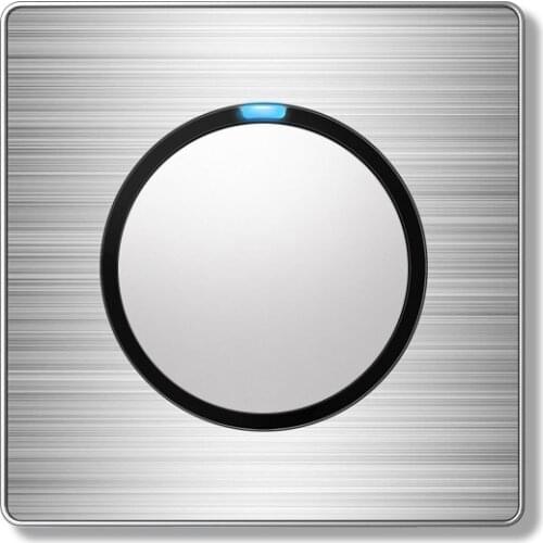 KAMANNI Lights Switch Universal Socket Wall Switches EU Standard Silver 2 Gang 2 way Aluminum Alloy Push Button Switch AC 220