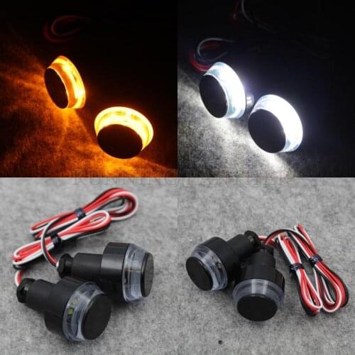 High quality Motorcycle Amber 22mm Black and White Two-tone LED Grip Hand Grip Bar End End Turn Signal Light