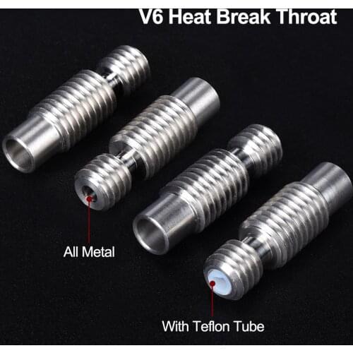 High Precision V6 Heat Break Throat All Metal/Teflonto PTFE Tube For E3d V6 Hotend Bowden Eextruder 1.75mm 3D Printer Parts