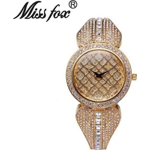 Miss Fox Brand Top Luxury Rhinestone Watch Women Gold Bracelets Bu Imported-China Quartz watches relojes mujer