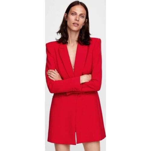 Sleeve Blaser Women Suit Jacket Coat Double Breasted Blazer Femme Red Black Runway Long Blazers Autumn Winter