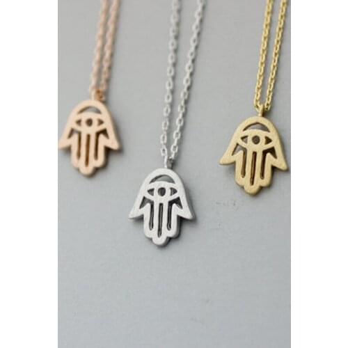 30PCS/lot Fashion Hollow out bergamot necklaces hand shape magic eye necklace for women Palm shaped necklace