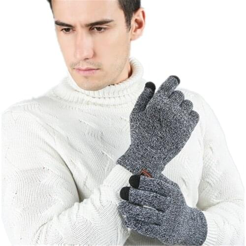 Couple Winter Warm Knitted Thermal Gloves TouchScreen Mittens Men Women Autumn Wool Velvet Non-slip Full Finger Winter Gloves