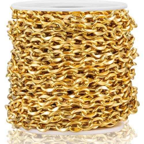 1 Meter Width 6.5mm Stainless Steel Gold Chunky Chains Textured Punk Necklace Chain Pendant For DIY Jewelry Making Accessories