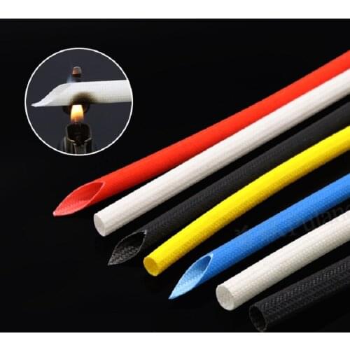 1mm~25mm Silicone Fiberglass Sleeving Flame-resistant Wire Protection Tube (Black)- 5Meters