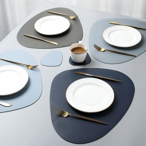 1PC Tableware Pad Placemat PU Leather Table Mat Heat Insulation Non-Slip Placemats Bowl Coaster Kitchen Anti-scalding Pads