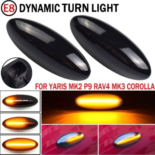 2pcs For Toyota Yaris COROLLA Auris Mk1 E15 RAV4 Mk3 LED Dynamic Turn Signal Light Side Fender Marker Sequential Blinker