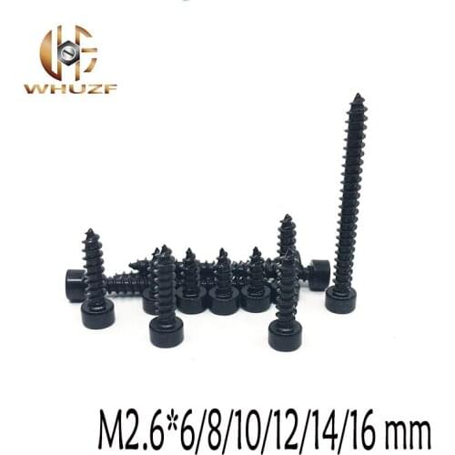 20Pcs M2.6 *6/8/10/12/14 Black Cylinder Head Hexagon socket Head Self-tapping Screws Cup Furniture Sound Sharp Screws
