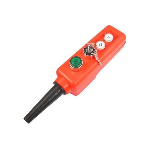 220V Green Light 2 Position Key Lock Up Down Hoist Pushbutton Control Station