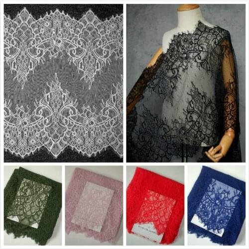 6M/Lot Eyelash Lace Fabric 40CM Wedding Dress Clothing DIY Skirt Lace Trim Shawl Underwear Stitching Home Decoration