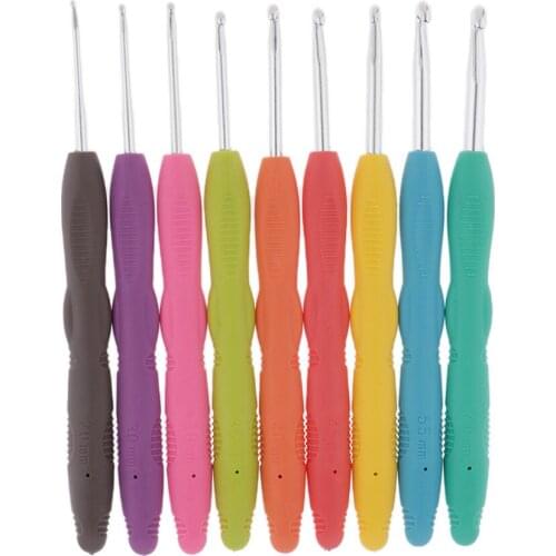 9pcs Soft Handle Ergonomic Crochet Hook Set DIY Knitting Crafts Tool