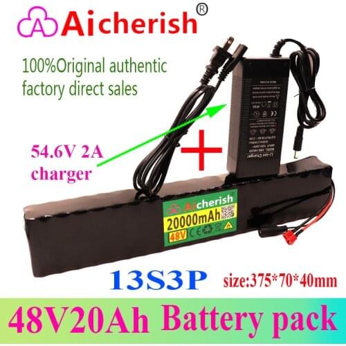13S3P 48V 20ah 750watt Rechargeable Battery Pack Built-in Common Port BMS Battery Pack 18650 Lithium 10 - 20ah Aicherish