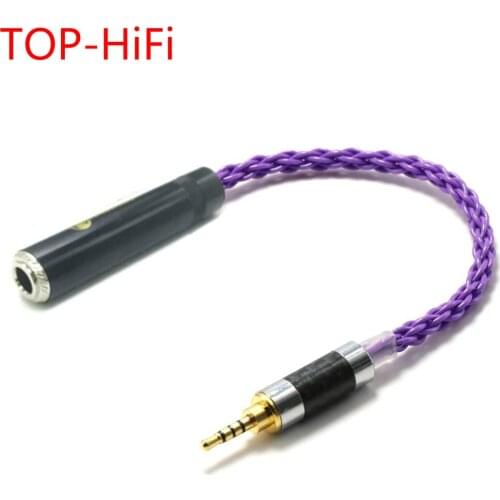 TOP-HiFi 2.5mm TRRS Balanced Male to 6.35mm Female Single Crystal Coppe Silver Plated Audio Adapter Cable 6.35mm to 2.5mm