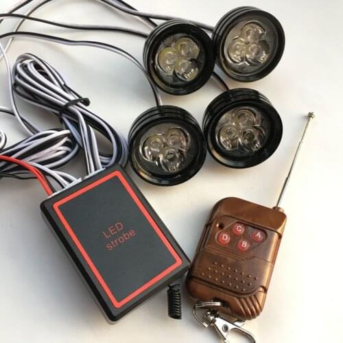 Wireless Remote Stroboscope Led Police Light 4*9W Led Car Truck Ambulance Emergency Flashing Firemen Strobe Warning Light DC 12V
